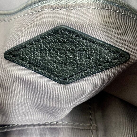 FOSSIL Black Pebble Leather Bag CROSSBODY MESSENGER SADDLE Two ZIP Front - Picture 13 of 16